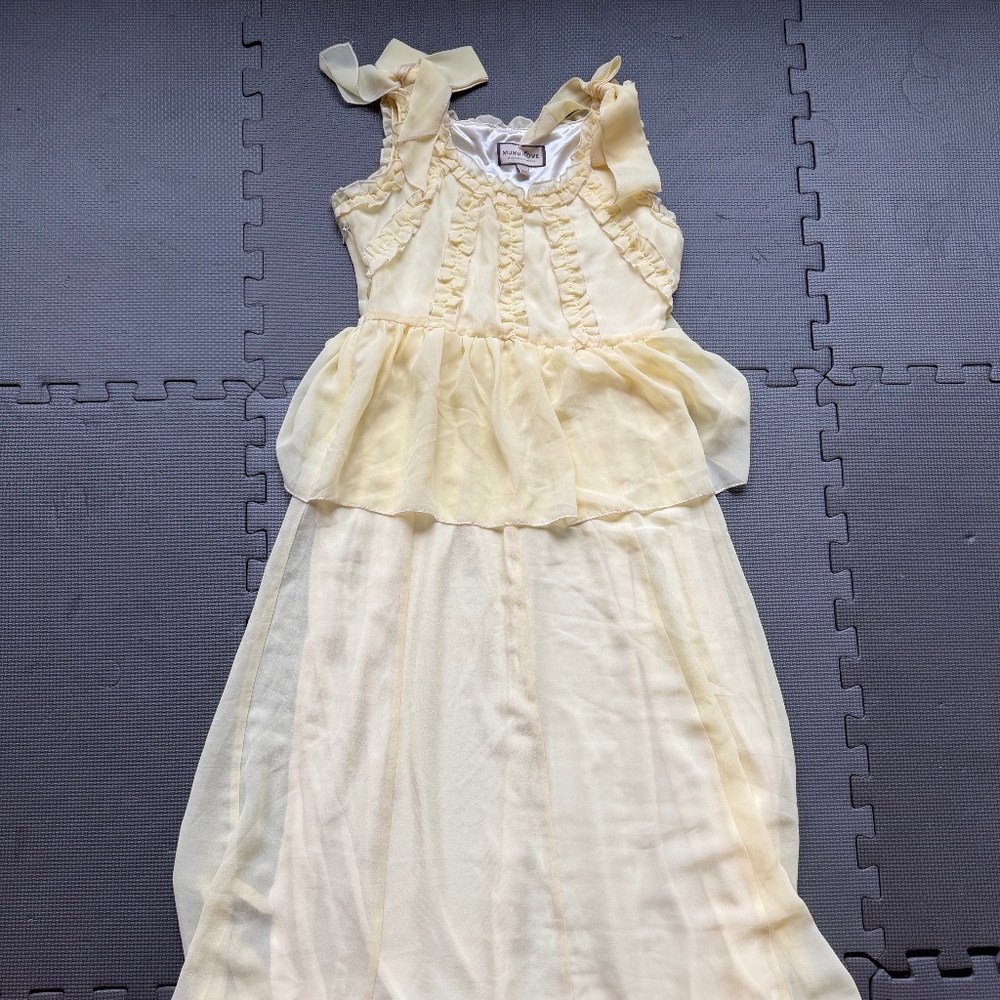 MUMU HOME Ruffled Tiered Maxi Dress in Soft Lemon
